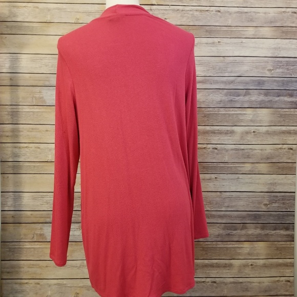 J. Jill ❤ Tomatoe Red Open Front Draped Cardigan - Picture 3 of 5
